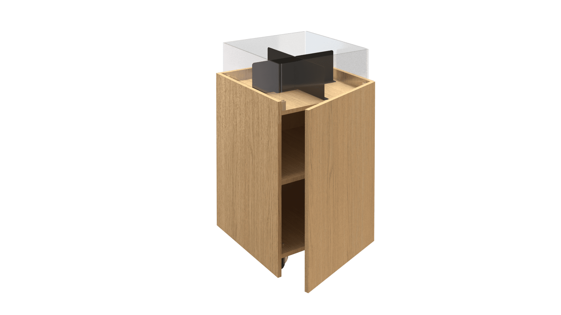 Discounter cube in hout met opbergmogelijkheden