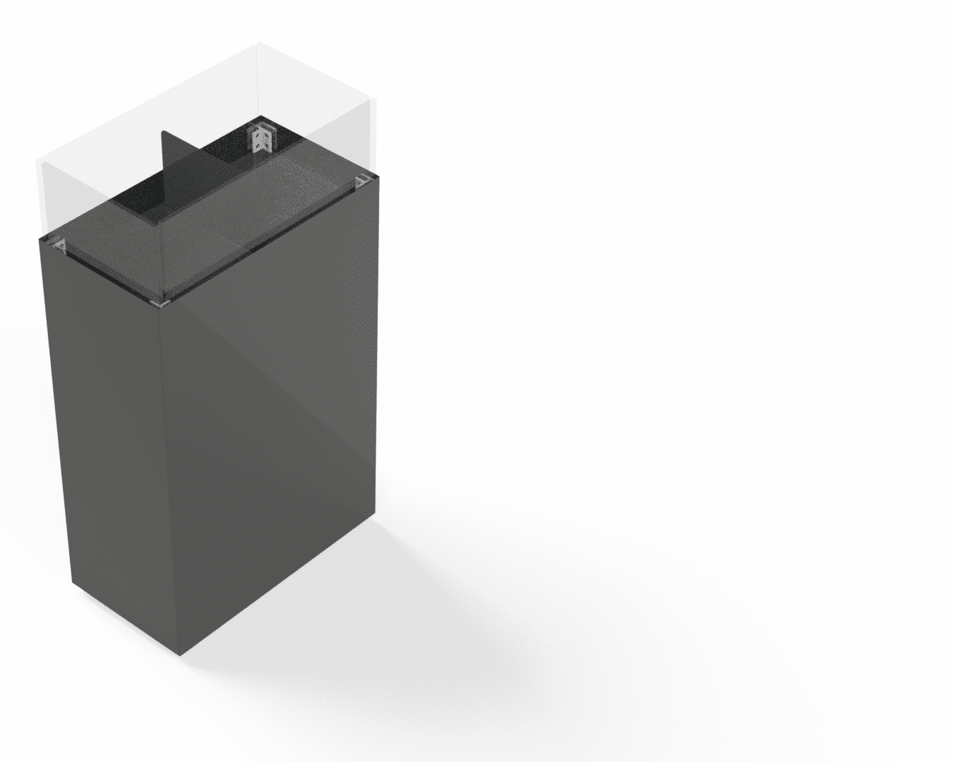 Discounter cube 267x497x950 - 4 doorzichtige glazen zijkanten inclusief scheidingsschotten 