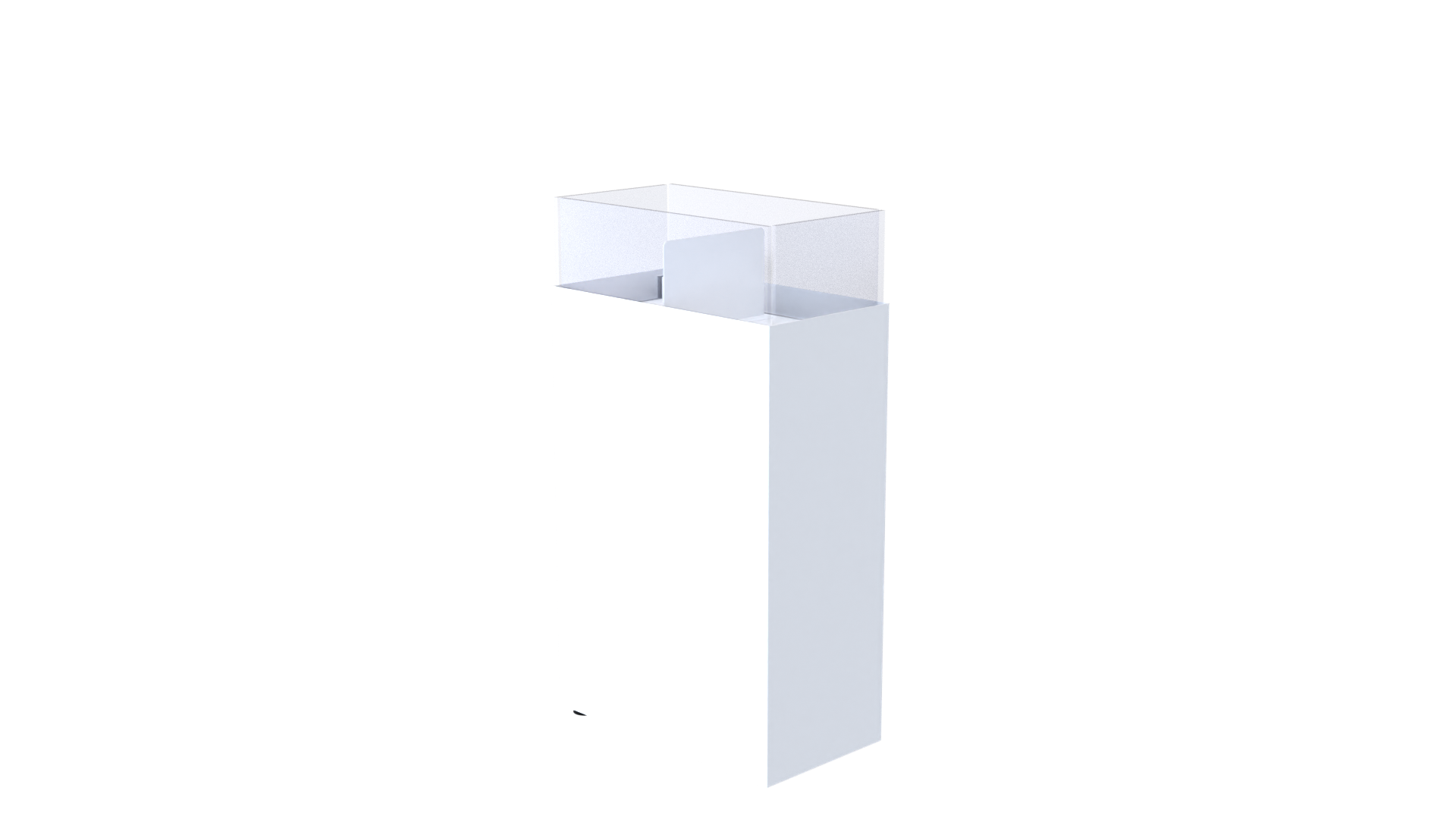 Discounter cube 267x497x950 - 4 doorzichtige glazen zijkanten inclusief scheidingsschotten 